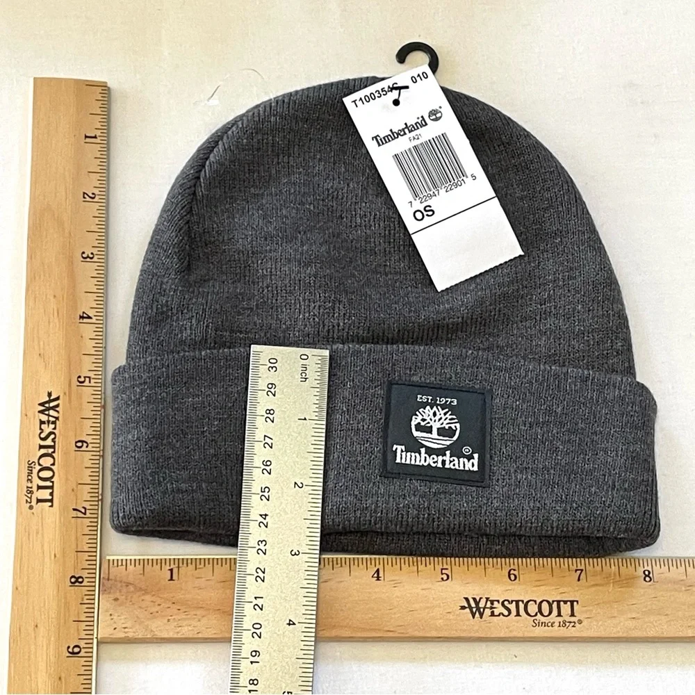 Timberland Men’s Cuffed Beanie Winter Hat Lightweight T100354C 010 Gray NWT - Picture 10 of 15